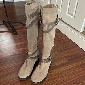 Maddengirl tan faux suede boots